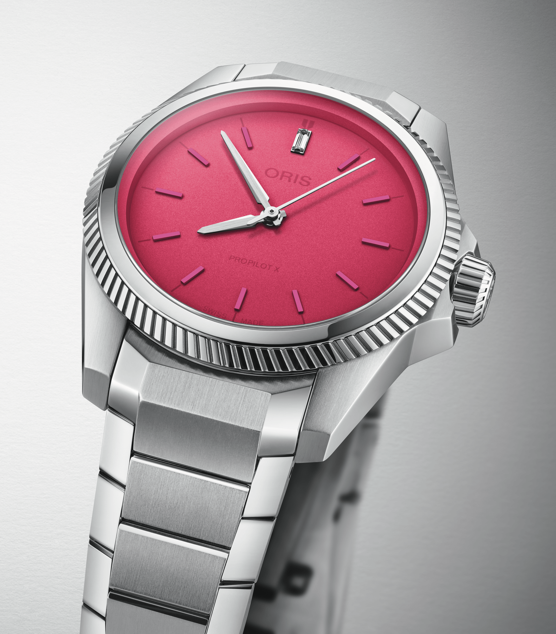 Peugeot Women Watch Crystal Studded Hex Shape Pink Dial and