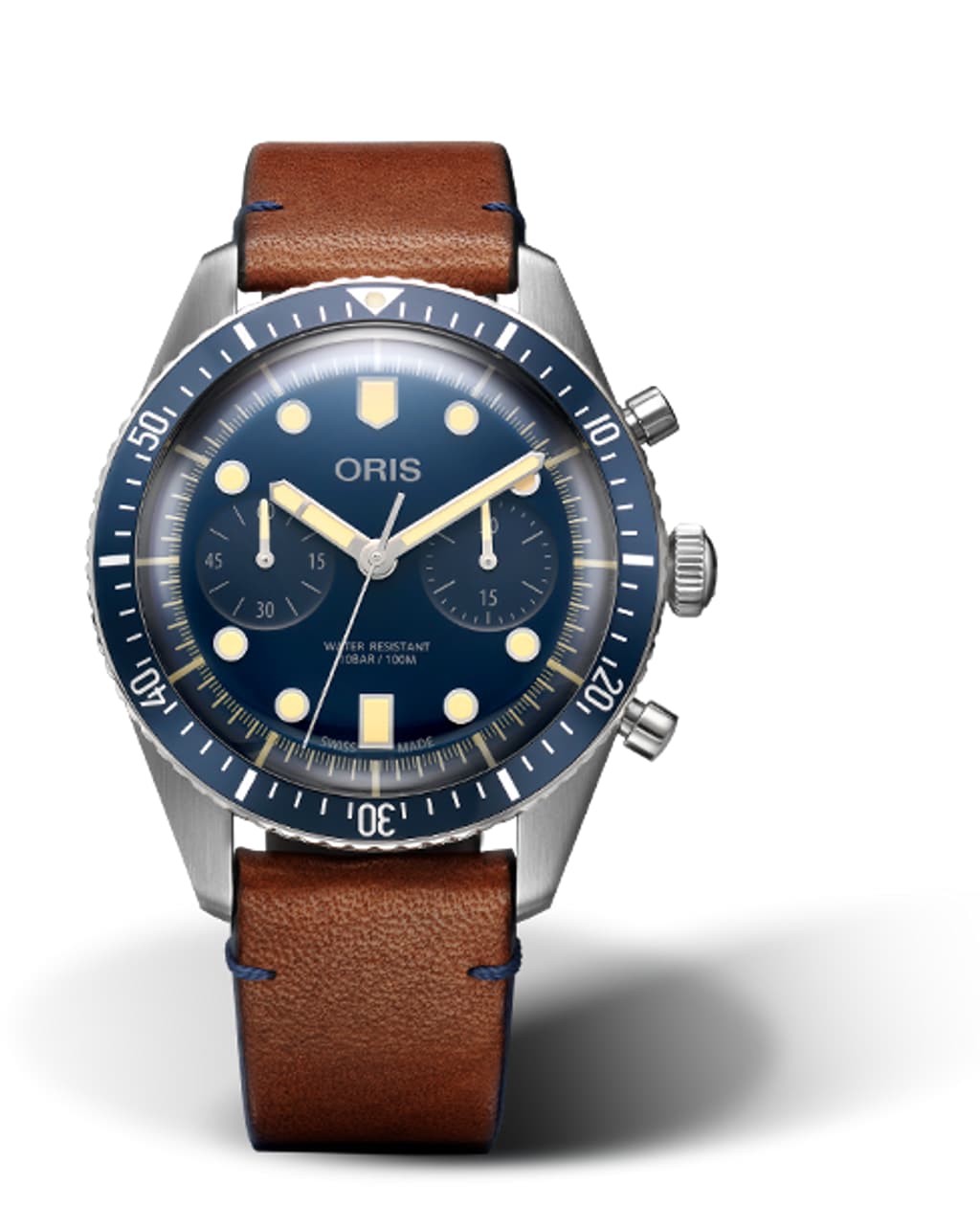 Vertical image of Divers Sixty-Five Chronograph Bucherer Blue Editions